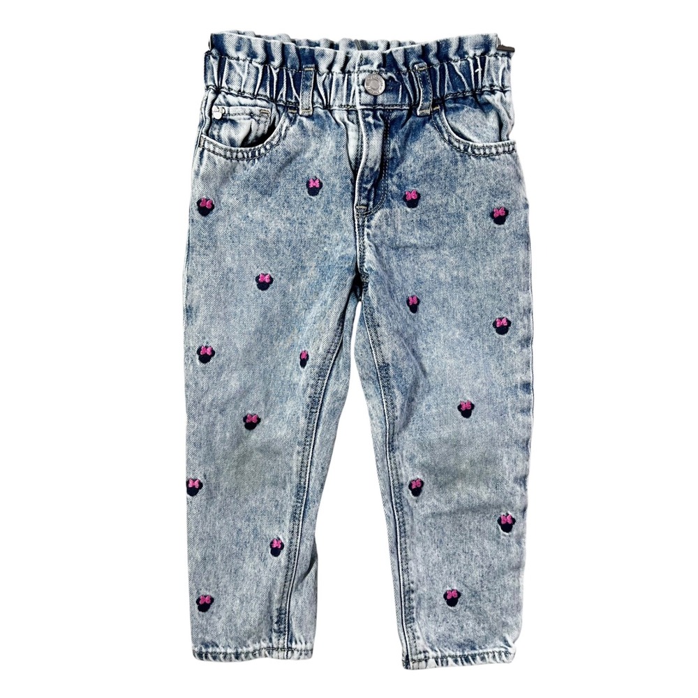 Gap x Disney Minnie Mouse Acid Wash Paperbag Jeans Blue Size 4 Years Kids